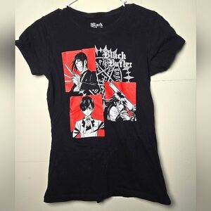 Women's Black Butler Anime Boyfriend Cut Graphic T-shirt, Size Medium